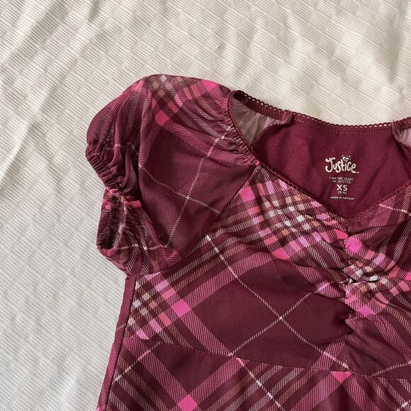 Justice Girls Plaid Dress With Scrunched Front Size XS - Picture 3 of 6
